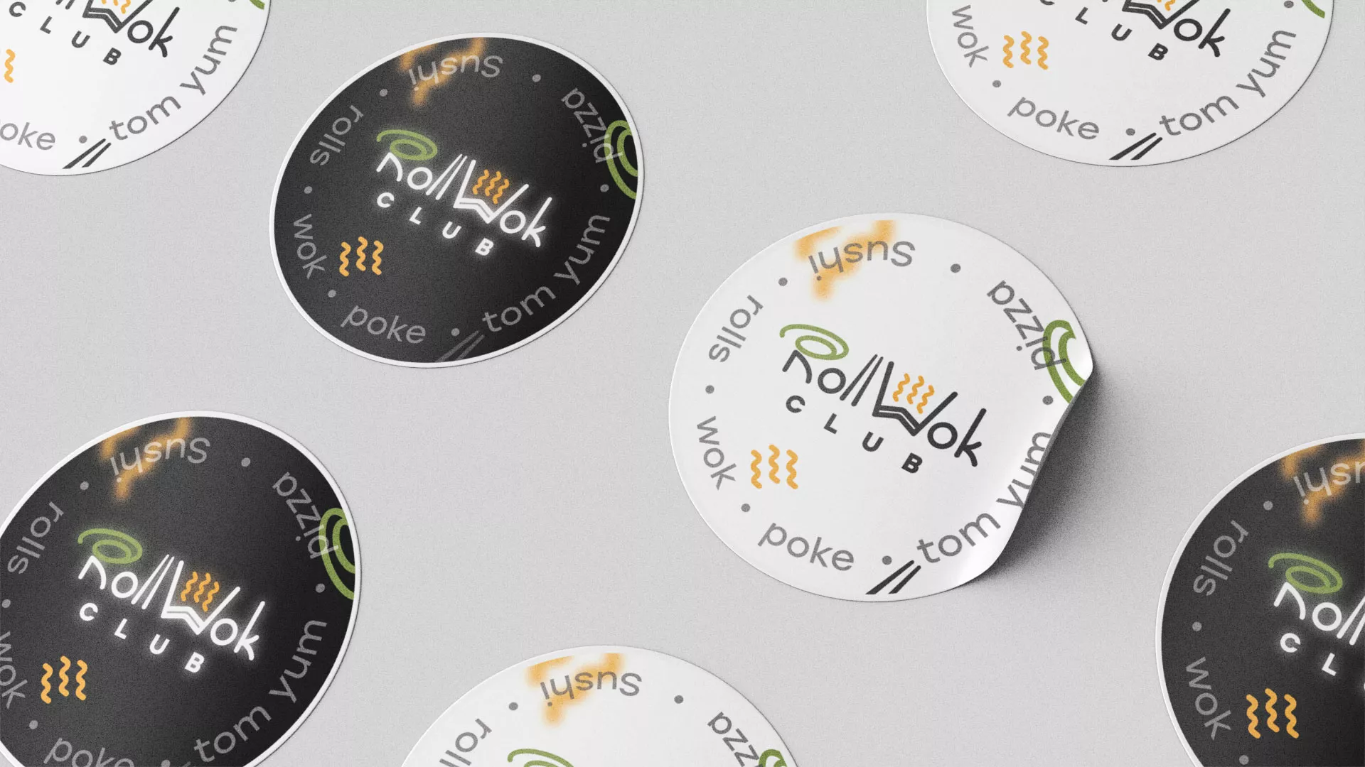 Разработка наклеек для суши-бара «Roll Wok Club» в Острогожске